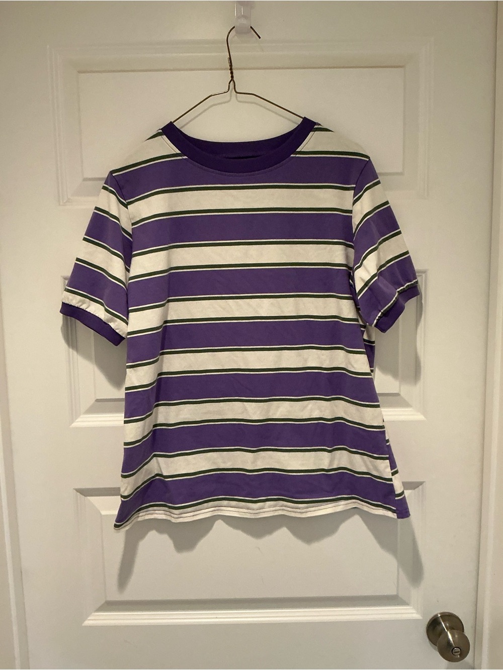 Striped Short Sleeve Tee in Purple & Green